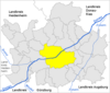 Location of the city of Dillingen an der Donau in the district of Dillingen an der Donau