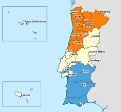 Portuguese Catholic dioceses map Diocesisdeportugal.svg