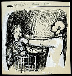 Disegno per copertina di libretto, disegno di Peter Hoffer per Maria Golovin (s.d.) - Archivio Storico Ricordi ICON012409.jpg