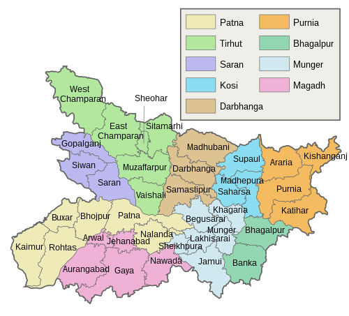 district map of bihar and jharkhand List Of Districts Of Bihar Wikipedia district map of bihar and jharkhand