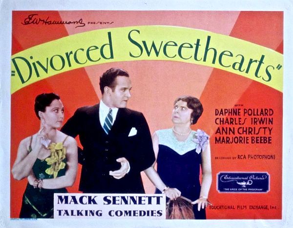 Pollard (right) in a character role in the 1930 comedy short Divorced Sweethearts
