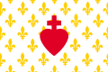 Legitimist Royalist Flag, White strewn with gold fleur-de-lis adorned with a Sacred Heart.