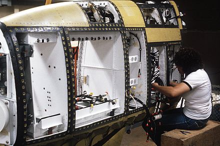 Tail fin housing assembly for the AN/ALQ-99 equipment, seen during an EF-111A conversion