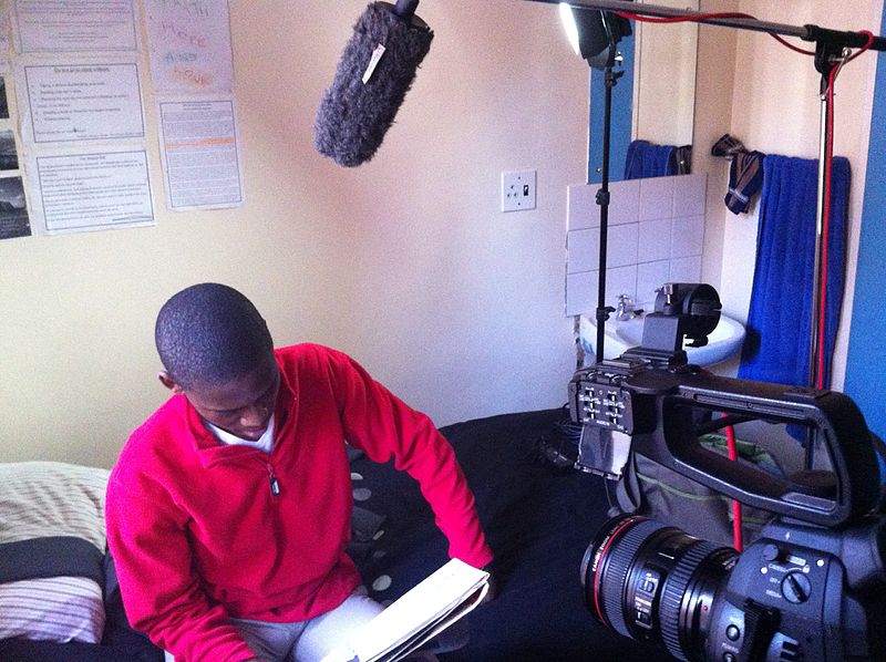 File:Filming interviews about Sinenjongo High School, Cape Town, South Africa.jpeg