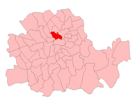 Finsbury in the Parliamentary County of London, 1918-50 Finsbury1918.png