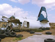 The remains of Kish Air Flight 7170, one year after the crash. Fokker 50 AN0790320.jpg