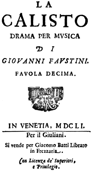 Francesco Cavalli - La Calisto - title page of the libretto - Venice 1651.png