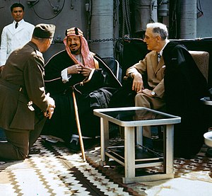 Franklin D. Roosevelt with King Ibn Saud aboard USS Quincy (CA-71), 14 February 1945 (USA-C-545) (1).jpg