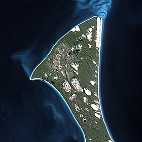 L'extrémité nord de l'île Fraser vue par le satellite SPOT.