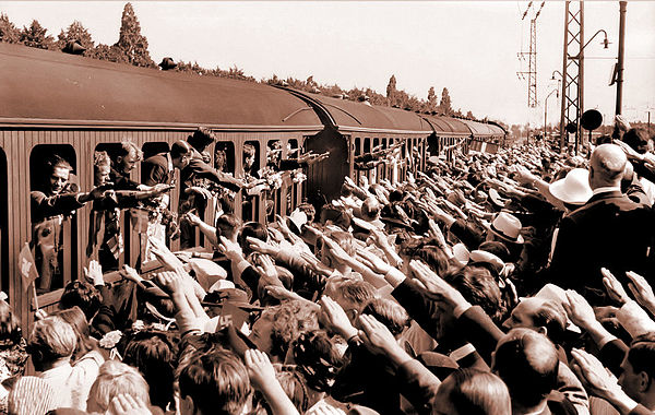 Members of Free Corps Denmark leaving for the Eastern Front from Copenhagen's Hellerup station