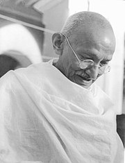 Mahatma Gandhi visited the Corea Family in Chilaw in 1927. Gandhi 1944.jpg