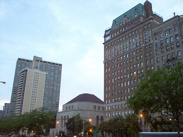 Vintage high-rises stand next to modern, upscale condominiums along North Lake Shore Drive.