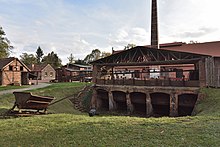 Historischer Gasgenerator der Glashütte im Museumsdorf Glashütte (Baruth/Mark)