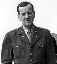 Glenn Miller, a major in the U.S. Army Air Forces during World War II, led a 50-piece military band that specialized in swing music Glen miller.jpg