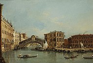 Marele Canal cu Podul Rialto de Francesco Guardi, Muzeul Văii Shenandoah.jpg