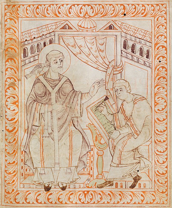 Gregory dictating, from a 10th-century manuscript