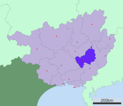 Localização da jurisdição da cidade de Guigang em Guangxi