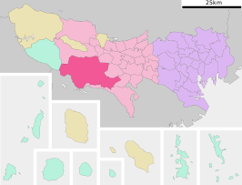 Situering van Hachioji in de prefectuur Tokio