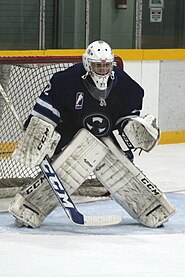 Ravens goalie during 2015-16 season Halton Ravens goalie blue 2015.JPG