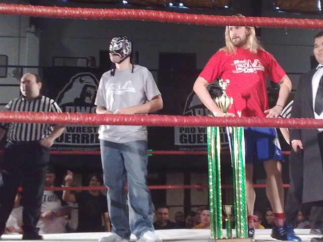 Hero (right) in the ring with Excalibur at the 2008 Battle of Los Angeles