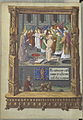 Jérôme agenouillé presque nu en prière devant le Christ alors qu'il est battu par des anges