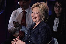 Hillary Clinton at the Forum in 2016 Hillary Clinton speaking at the Brown & Black Presidential Forum.jpg