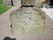 An equestrian motif on an 11th-century Swedish gravestone Husaby Church 2013 horses on 11th century gravestone.jpg