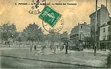 La station des tramways de Puteaux, dans les années 1910.