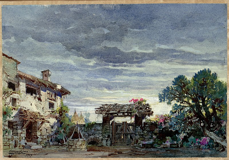 File:Il cortile della casa di Gherardo, bozzetto di Edoardo Marchioro per Fra Gherardo (1927) - Archivio Storico Ricordi ICON004273.jpg