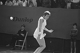 Christina Sandberg at the 1971 Dutch Open Internationale tenniskampioenschappen te Hilversum, nr 8 Goolagong in actie, nr, Bestanddeelnr 924-7798.jpg