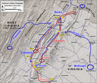 Valley Campaign: Front Royal to Port Republic Jackson's Valley Campaign May 21 - June 9, 1862.png