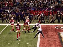 Jacoby Jones dives for the end zone during the second quarter of Super Bowl XLVII. Jacoby Jones Touchdown Super Bowl XLVII.jpg