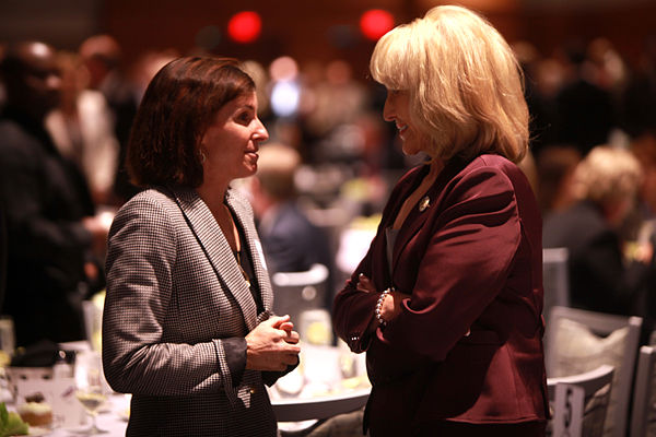 Candidate Martha McSally with Governor Jan Brewer at the Arizona Chamber of Commerce & Industry's 2014 Legislative Forecast Luncheon in Phoenix