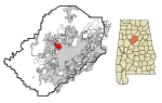 Jefferson County Alabama Incorporated and Unincorporated areas Forestdale Highlighted.svg