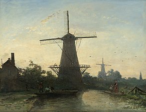 Moulins près de Rotterdam, (1857).