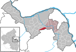 Läget för Jugenheim in Rheinhessen i Landkreis Mainz-Bingen
