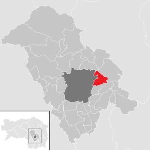 Lokalisering av kommunen Kainbach bei Graz i Graz-Umgebung-distriktet (klikkbart kart)