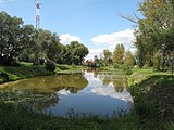 Čeština: Vodní nádrž Laguna (též kalová laguna vodárny Káraný) v Káraném. Okres Klatovy, Česká republika.