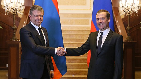 Karapetyan meeting with Russian Prime Minister Dmitry Medvedev on 24 January 2017