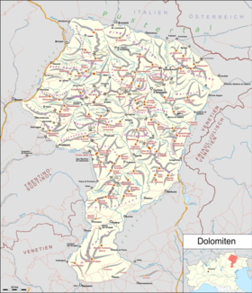 Carte des Dolomites.