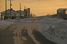 Foto di una strada chiusa a causa dei danni dell'uragano Katrina.