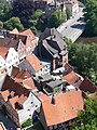 Lüneburg, Altenbrückertorstraße und Ilmenau-Brücke, vom Wasserturm aus gesehen