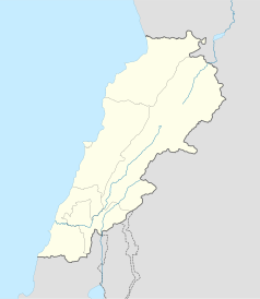 Mapa konturowa Libanu, u góry znajduje się punkt z opisem „Trypolis”