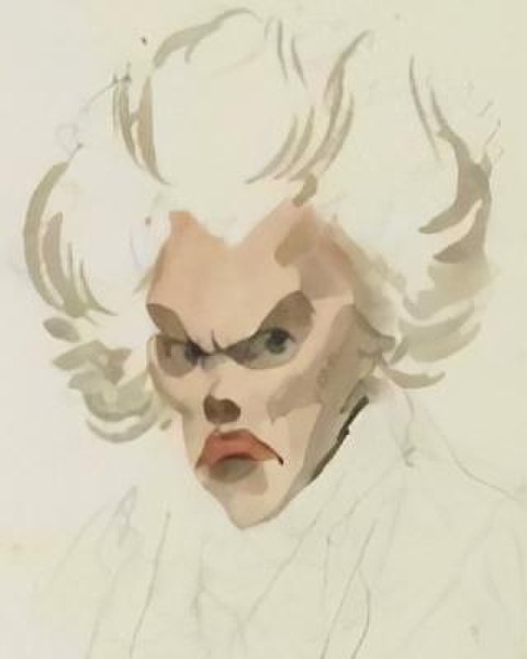 Watercolor caricature by Julien-Léopold Boilly (see § Mistaken portrait), the only known portrait of Legendre