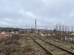 La limite d'électrification 1500 V, après la gare de Saint-Martin-d'Étampes.