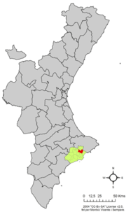 Localização do município de Callosa d'en Sarrià na Comunidade Valenciana