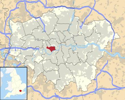 Location of the South Kensington-Chelsea area in London