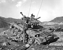 M46 tank providing indirect fire support in Korea M46 Patton Tank Providing Indirect Fire in Korea (127-GK-233E-A159450).jpg