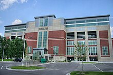 Spartan Stadium hosts varsity football games and other events. MSU Spartan Stadium Facade.jpg