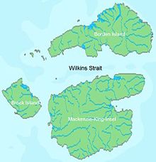L'île Mackenzie King avec l'île Brock à l'ouest et l'île Borden au nord